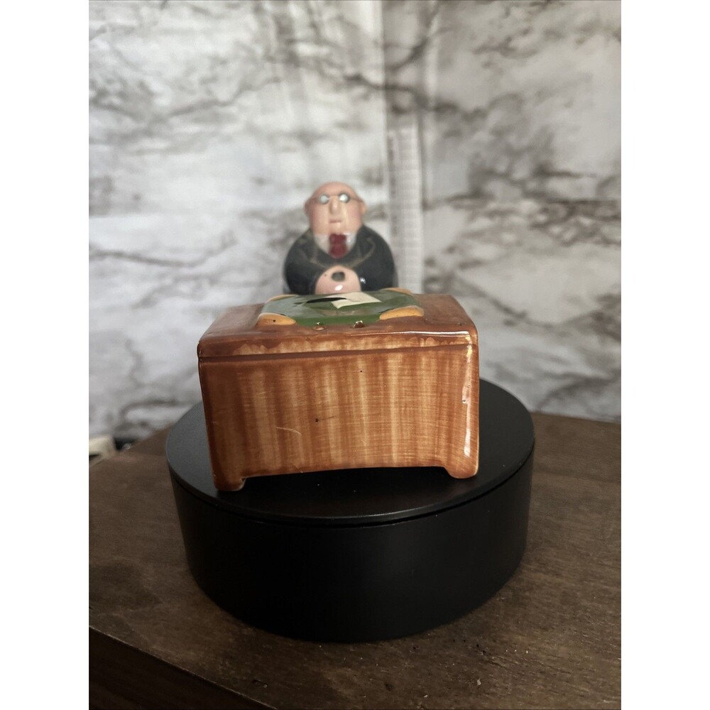 Clay Art Salt & Pepper Shakers Businessman Executive And Desk